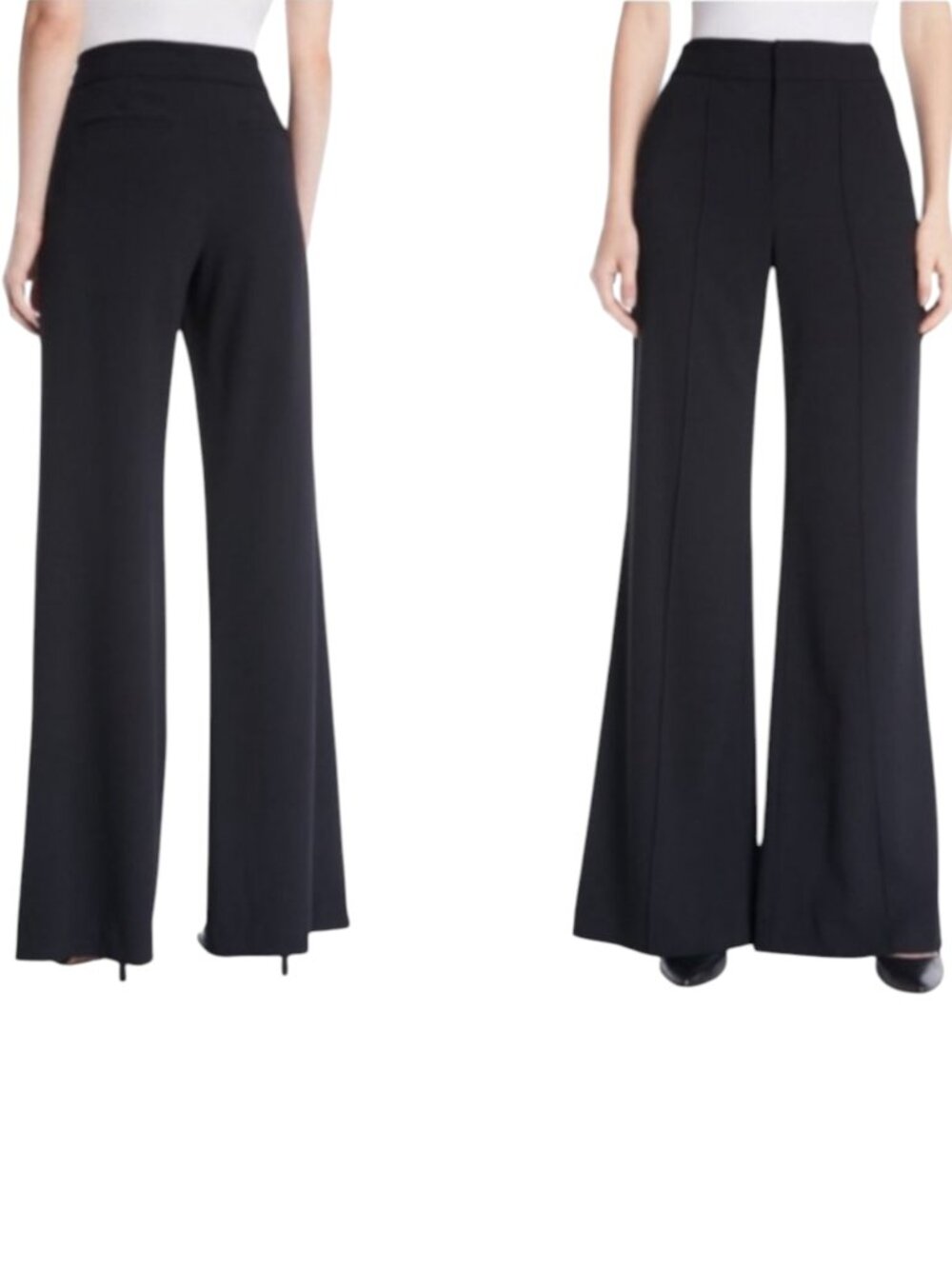 Alice + Olivia Eric Flare Wool Blend Dress Pants Slacks High Rise Black 4 gp